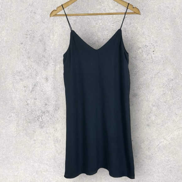SOLD Zara Navy Blue Slip Mini Dress Size XS V-Neck Lined Minimalist Party Travel - Picture 11 of 14